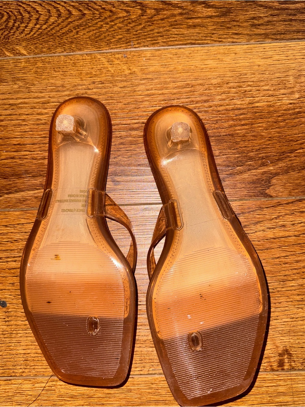 Steve Madden Tan Transparent Thong Kitten Heel Sandals - Picture 3 of 5